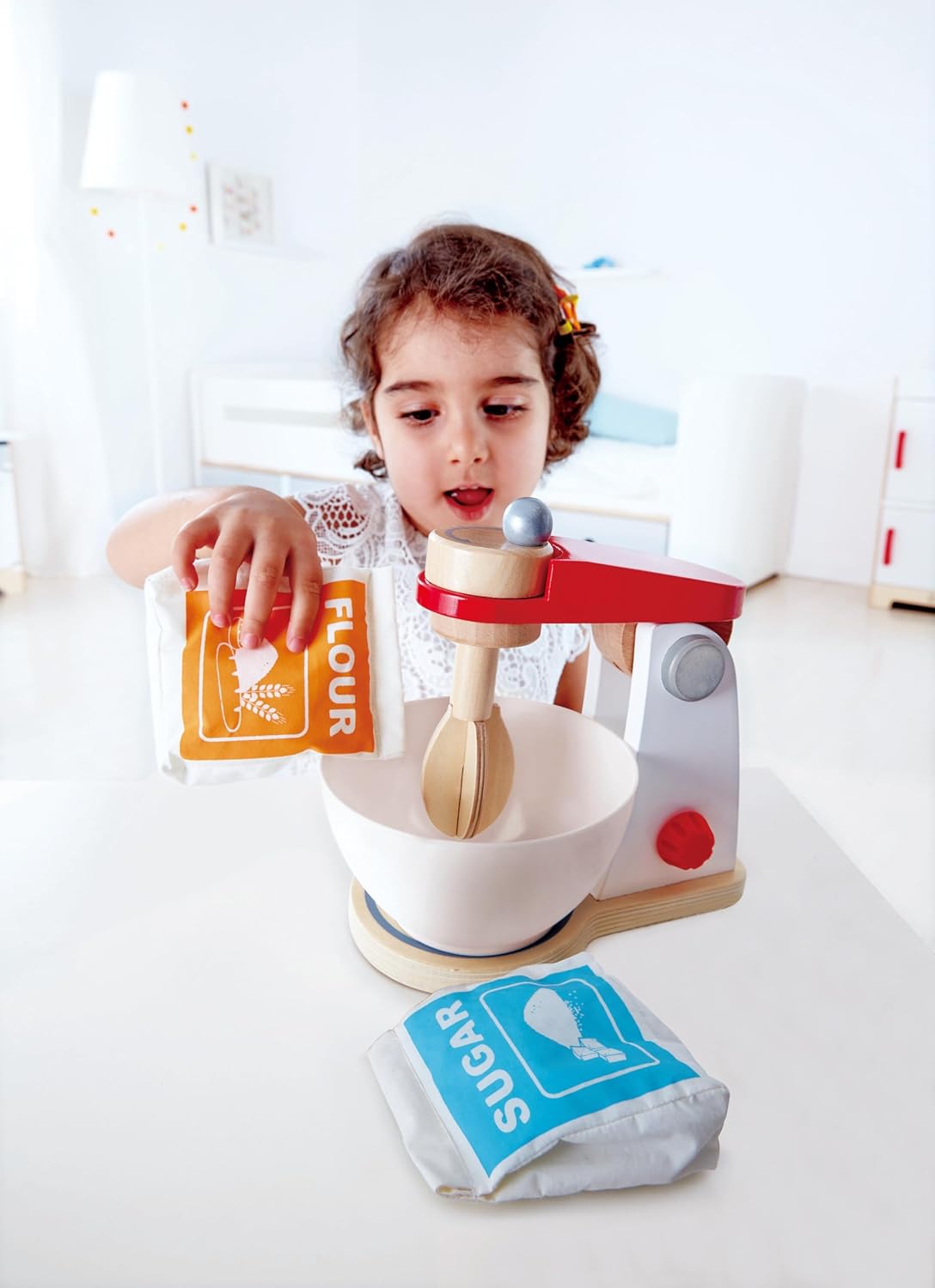 Fidtoy Robot Pâtissier en Bois Jouet d'Imitation Kit de Pâtisserie
