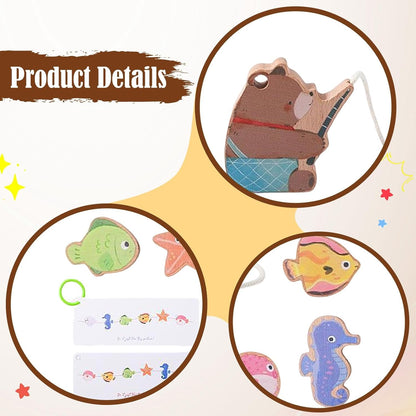 predolo Wooden Lacing Toy Fine Motor Skill Gifts Kids Toddlers Learning Concentration Preschool Educational Toy Threading Toys