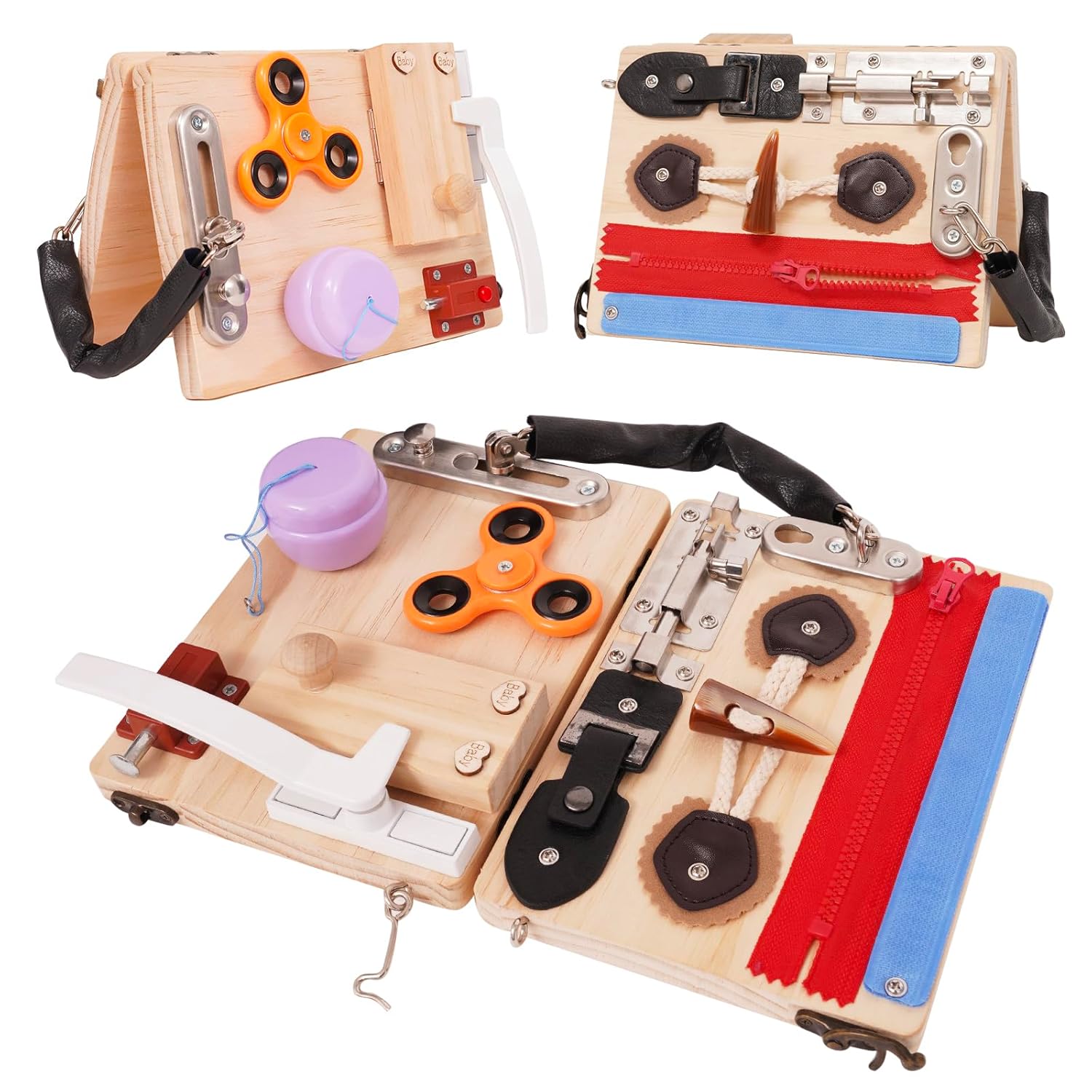 Busy Board for Toddlers Wooden Montessori Activity Sensory Board to Develop Fine Motor Skills