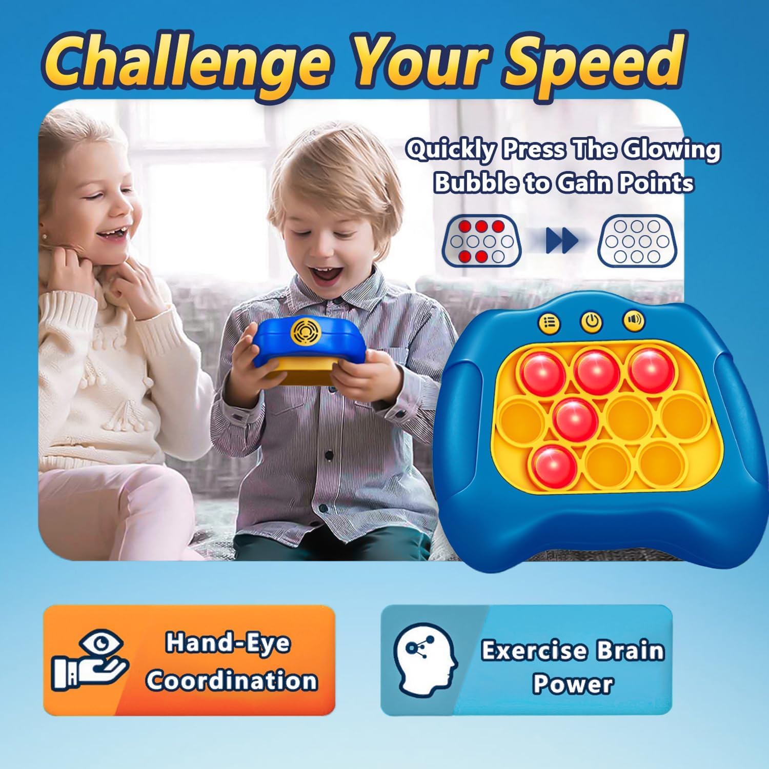 Fidtoy Pop It Game Console – Handheld Light Up Sensory Toy for Kids 3+