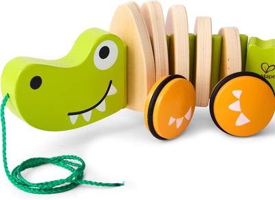 Fidtoy Crocodile Pull Along Toy Wooden Walking Toy for Toddlers