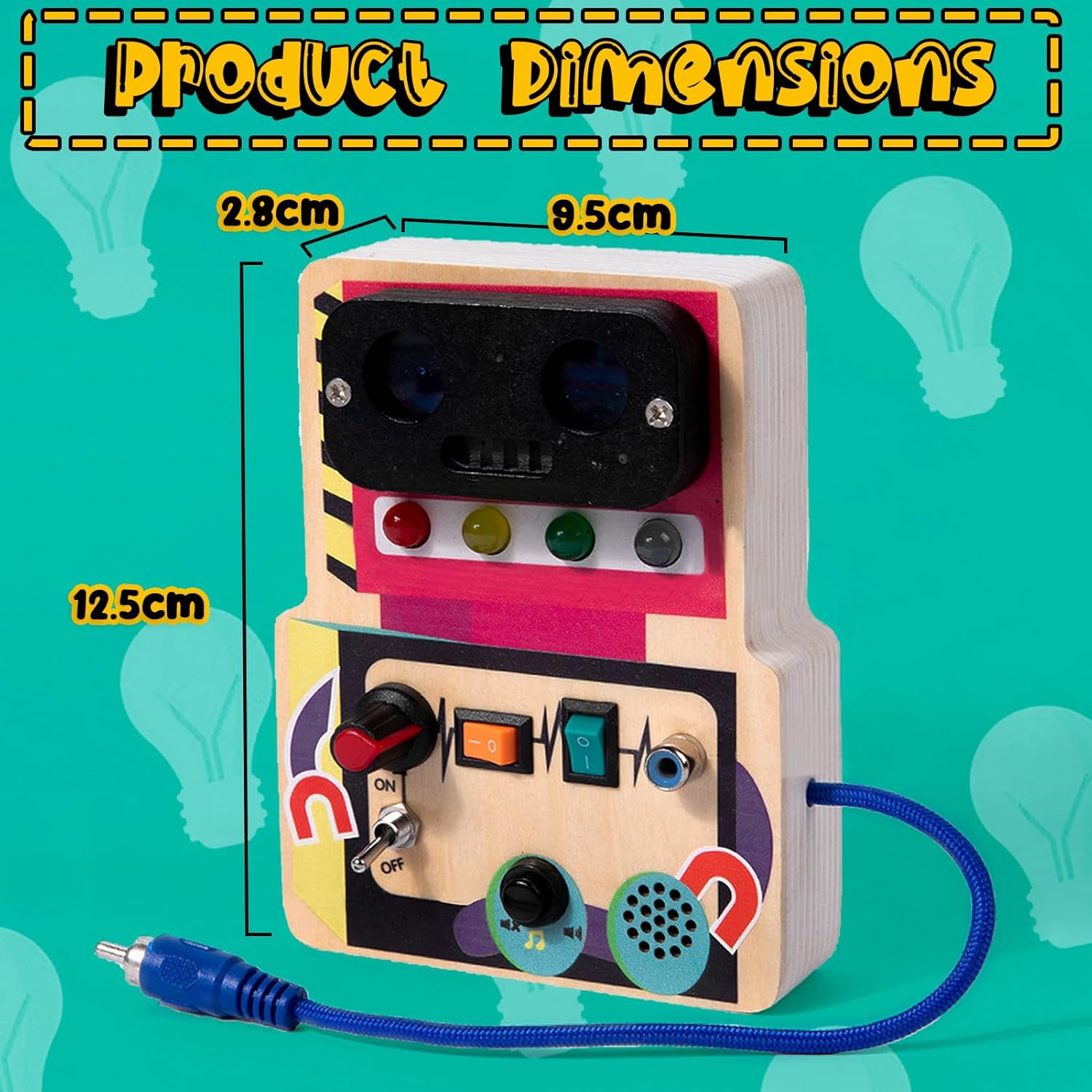 TEUVO Montessori Toys Robot Busy Board Toys for Toddler Age 1 2 3 4 5 6 Years Old, Light Switch Sensory Educational Travel Toys Gifts for Kids Boys Girls Christmas Birthday Holiday