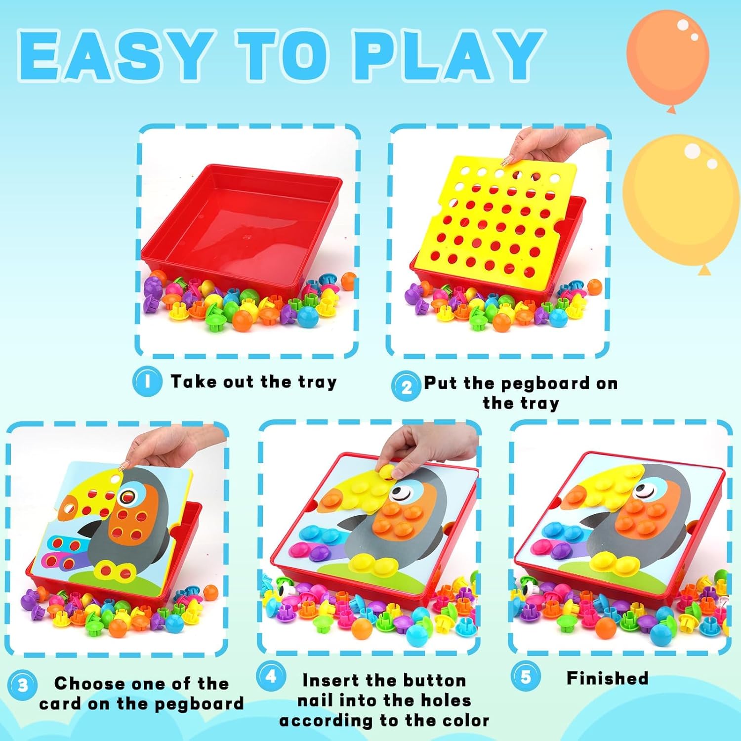 Fidtoy Button Art Toy Set Fine Motor Learning Toy