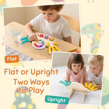 Montessori Math & Clock Learning Toy for Kids Ages 3-5, Wooden Educational Toy with Number Blocks, Counting Hands & Routine Cards – Learn Addition