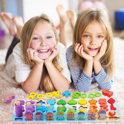 Fidtoy Tableau de comptage de poissons magnétique en bois Jouet Montessori