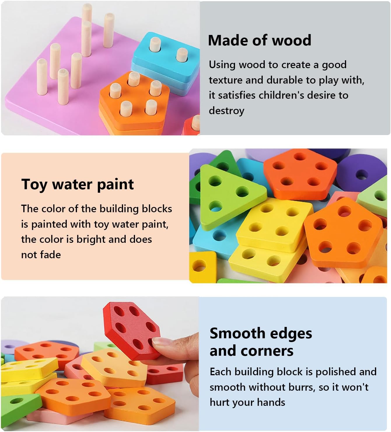 Bloques de construcción de madera y seis juegos de columnas - 60A