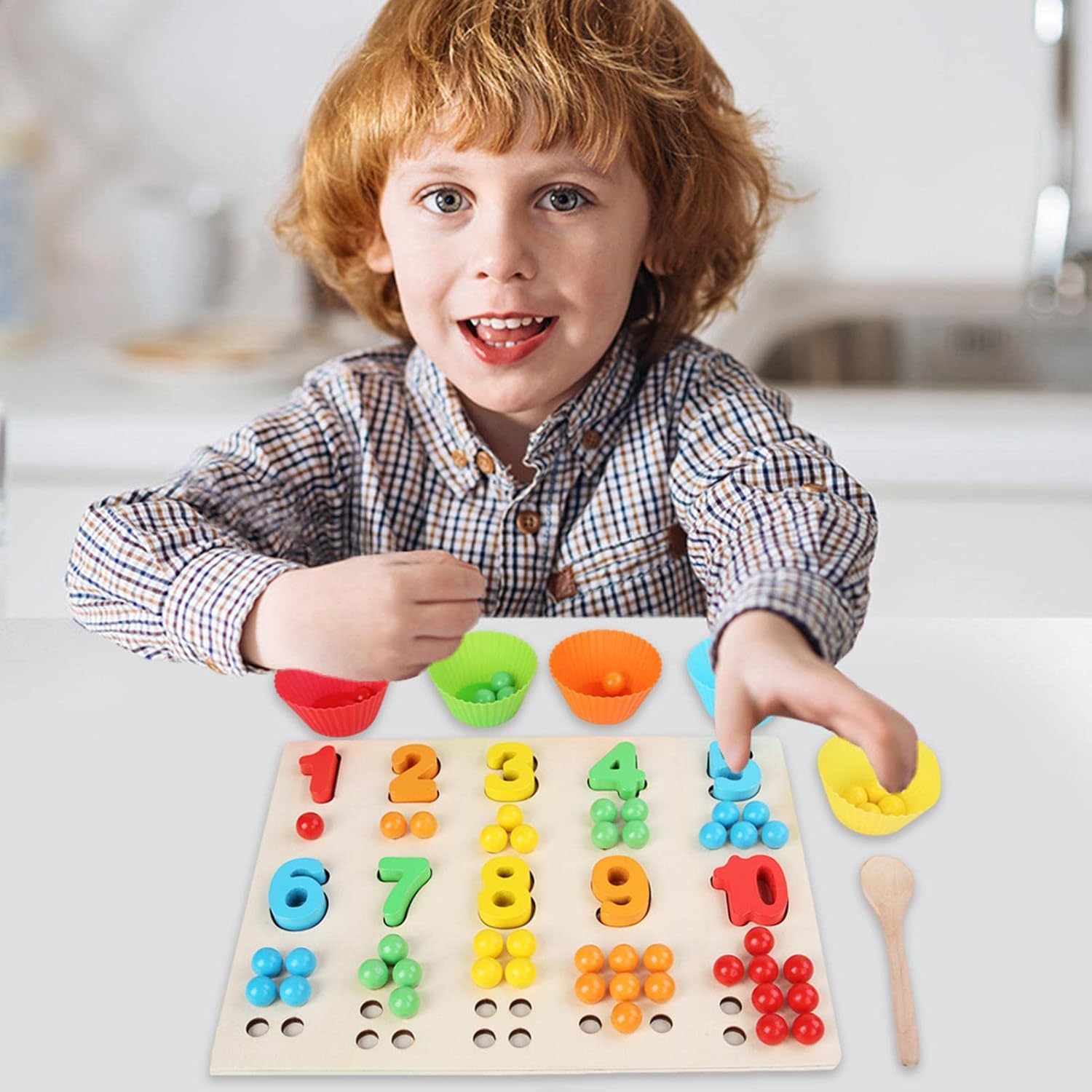 Wooden Board Beads Game - Safe Color Coding Puzzle | Montessori Wooden Toys, Brain Training Clip Beads, Chopsticks Beads Toys, Early Educational Puzzles for Christmas, Birthday Party Gift Generic