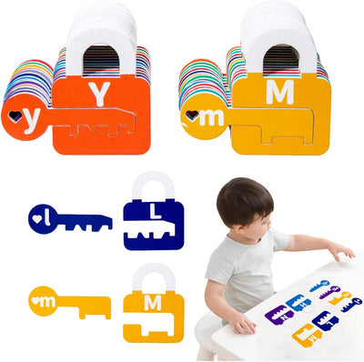 Fidtoy Wooden Lock Matching Toy Montessori Key Puzzle Educational Toy for Kids Color Recognition Math Learning Fine Motor Skills Logic Game