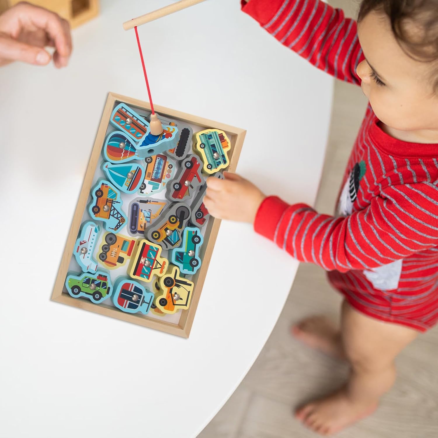 Juego De Pesca Magnético, Juego De Pesca 2 En 1 para Niños De Madera, Juegos De Pesca De Madera Seguros con Peces Vivos, Juego De Pesca Educativo para Niños En Casa, Regalo Interior Al Aire Libre