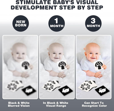 Juguetes sensoriales en blanco y negro para recién nacidos de 0 a 6 meses - Set de desarrollo temprano