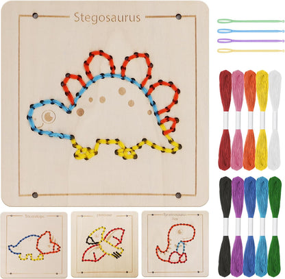 Montessori Wooden Lacing Toys for Toddlers and Kids Ages 2-4 5-7, Sewing Kit Fine Motor Skill Busy Board, Education Sensory Preschool Toy for 1 2 3 4 Year Olds, Birthday Gift for Boys and Girls