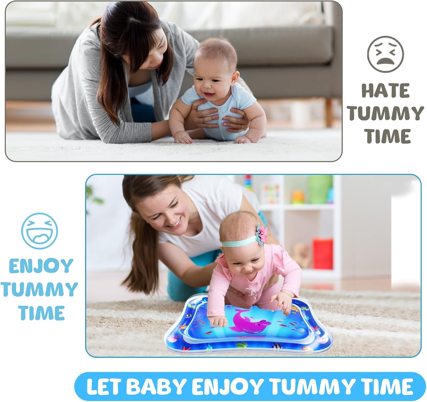 Tapis de jeu aquatique Fidtoy Tummy Time pour bébés de 3 à 12 mois, jeu sensoriel
