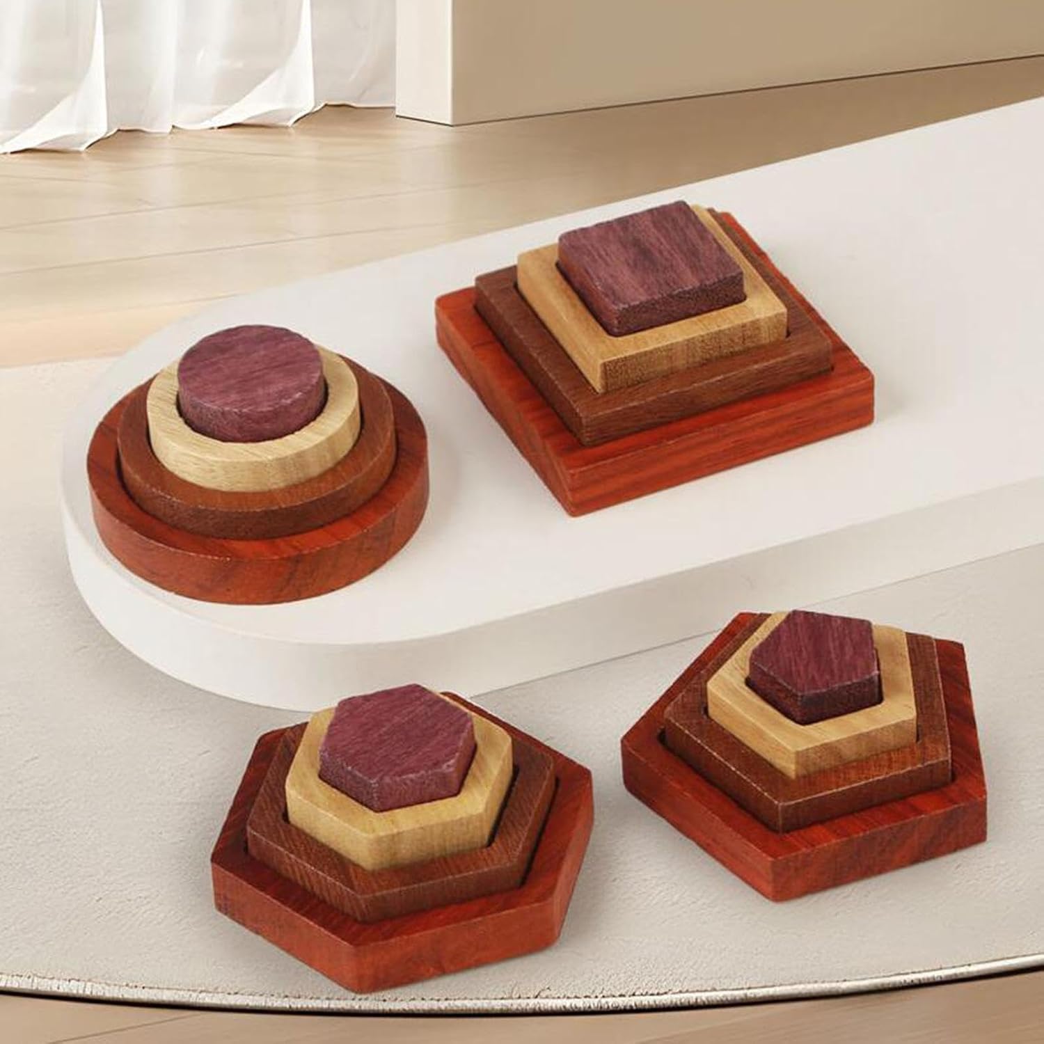 CALANDIS™ Rompecabezas de figuras geométricas de madera Juguetes Montessori para niños y niñas | Juguetes de desarrollo para bebés | Juguetes para bebés