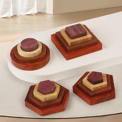 CALANDIS™ Rompecabezas de figuras geométricas de madera Juguetes Montessori para niños y niñas | Juguetes de desarrollo para bebés | Juguetes para bebés