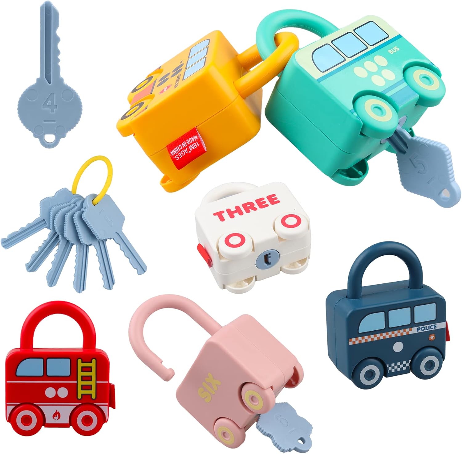 Fidtoy Unlock Train Team – Múltiples Vagones de Tren con Cerraduras para Niños