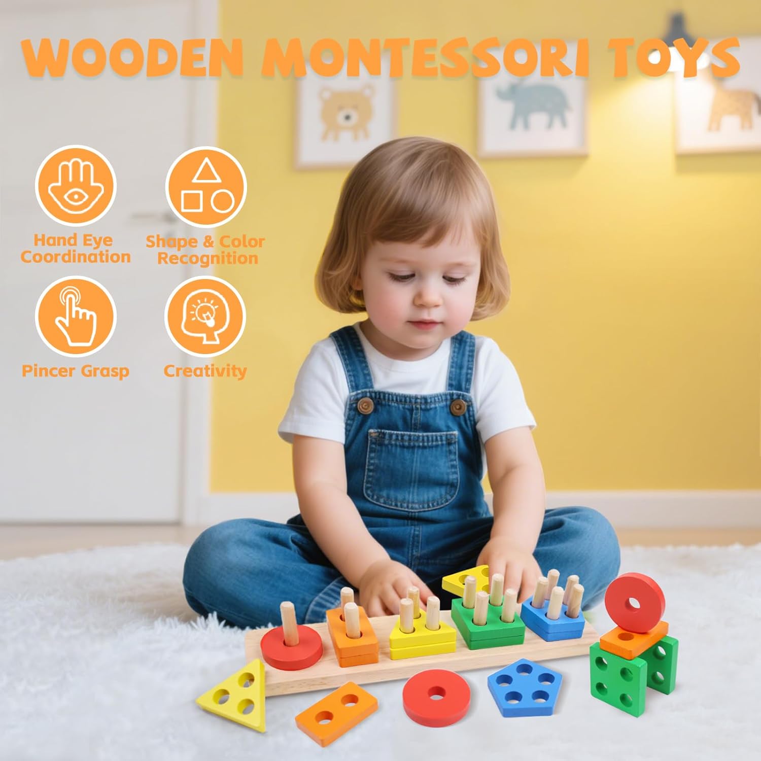 Fidtoy Juguete Educativo de Madera para Clasificar Formas para Niños Pequeños