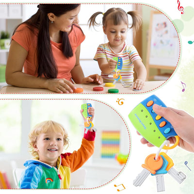 Fidtoy Musical Car Key Toy for Toddlers – Interactive Baby Car Remote Toy with Lights, Sounds & 10 Songs for Early Learning Play