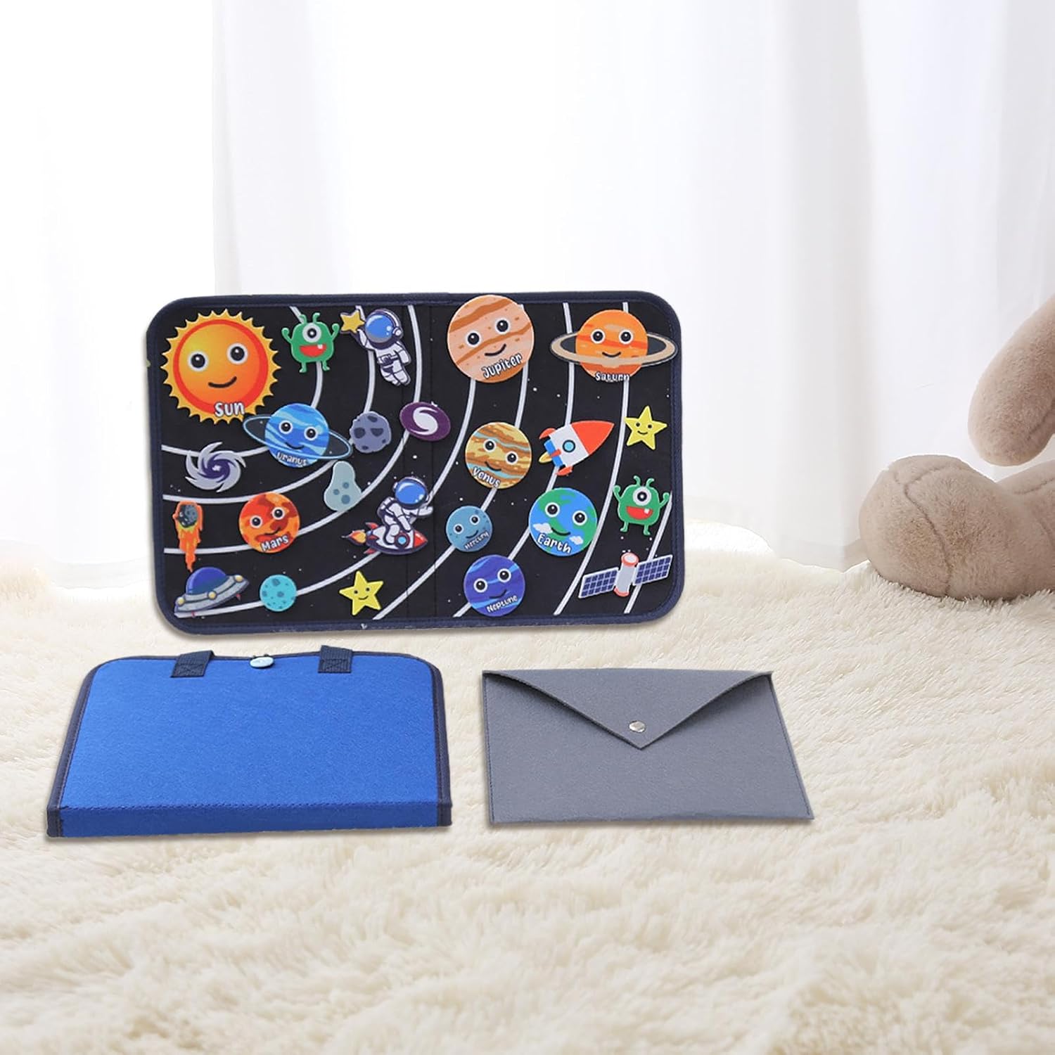 ATORSE Montessori Toy Early Education Portable Hand Eye Coordination Busy Board Set Sky