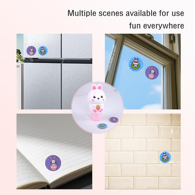 Fidtoy Creative Magical Rabbit Sticker Stamp Set with 100 Refill Stickers Activity Book Educational Travel Toy for Kids 3+