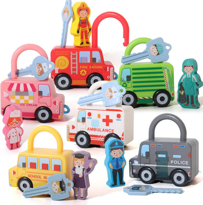 Fidtoy Lock and Key Matching Toy Set Montessori Learning Locks for Toddlers Color Recognition Fine Motor Skills Educational Puzzle Toy Travel Quiet Toy Gift