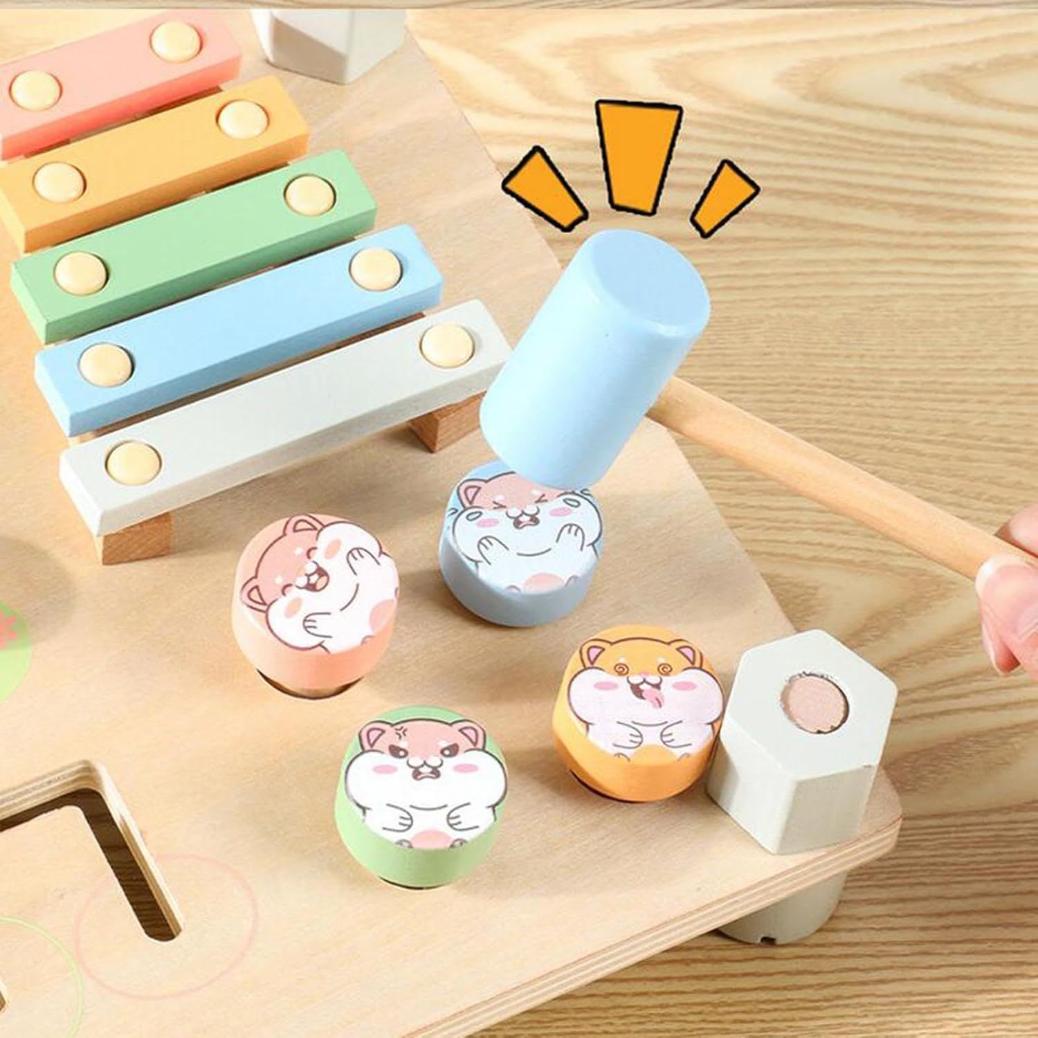 BNF Double Sided Busy Board Learning Skill Toy Gear Piano Knocking Sensory BoardBaby | Toys for Baby | Developmental Baby Toys1 Kids Drum Toy