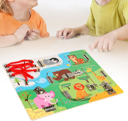 Wooden Latch Board for Skill Development and Learning Activities for Kids, Animal