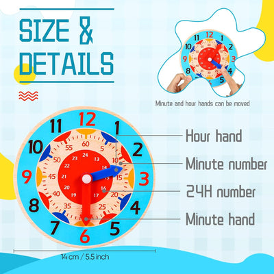 Fidtoy Horloge d'apprentissage Montessori en bois – Jouet éducatif pour les tout-petits pour l'heure et l'autonomie