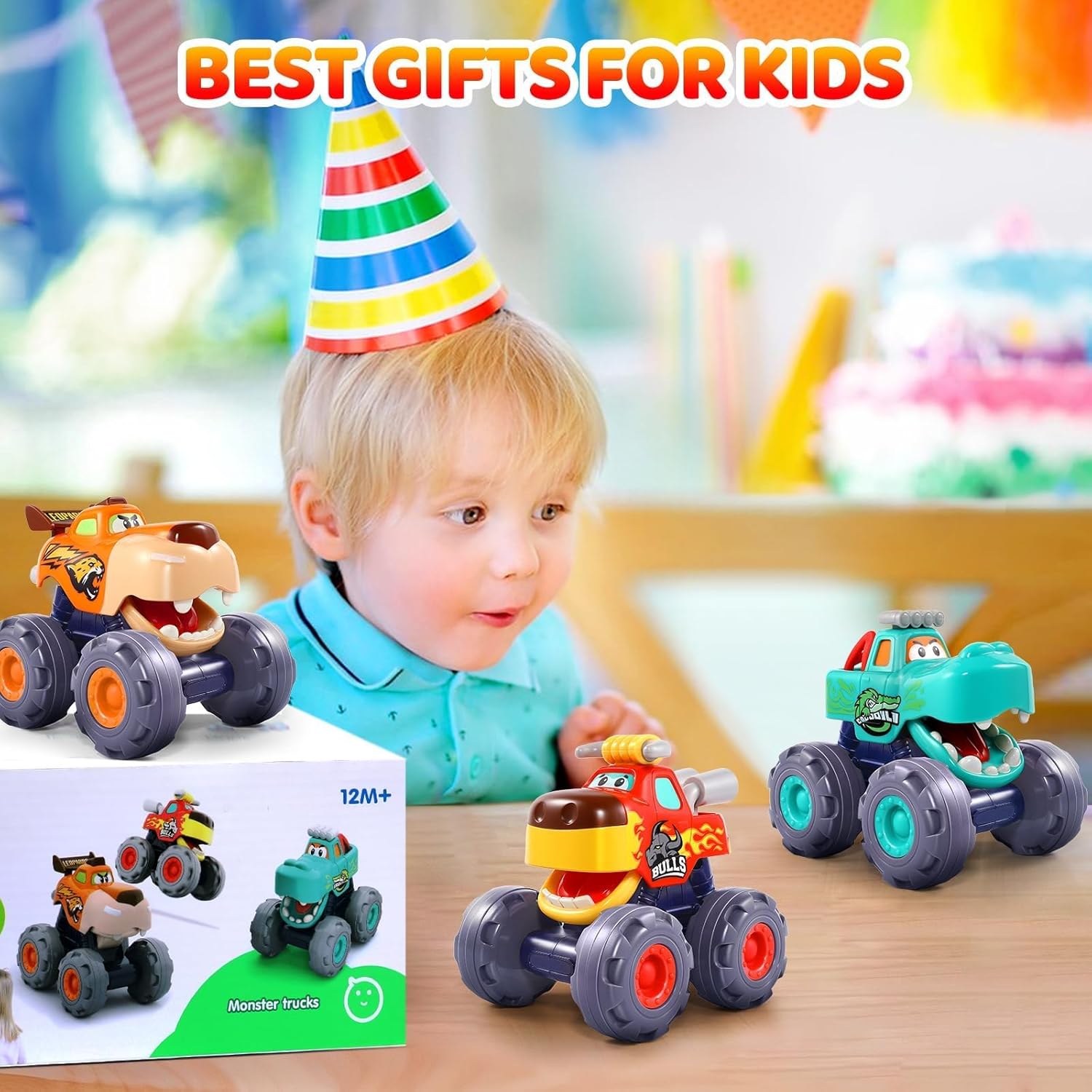 Fidtoy Animal Monster Truck Toy Set for Toddlers