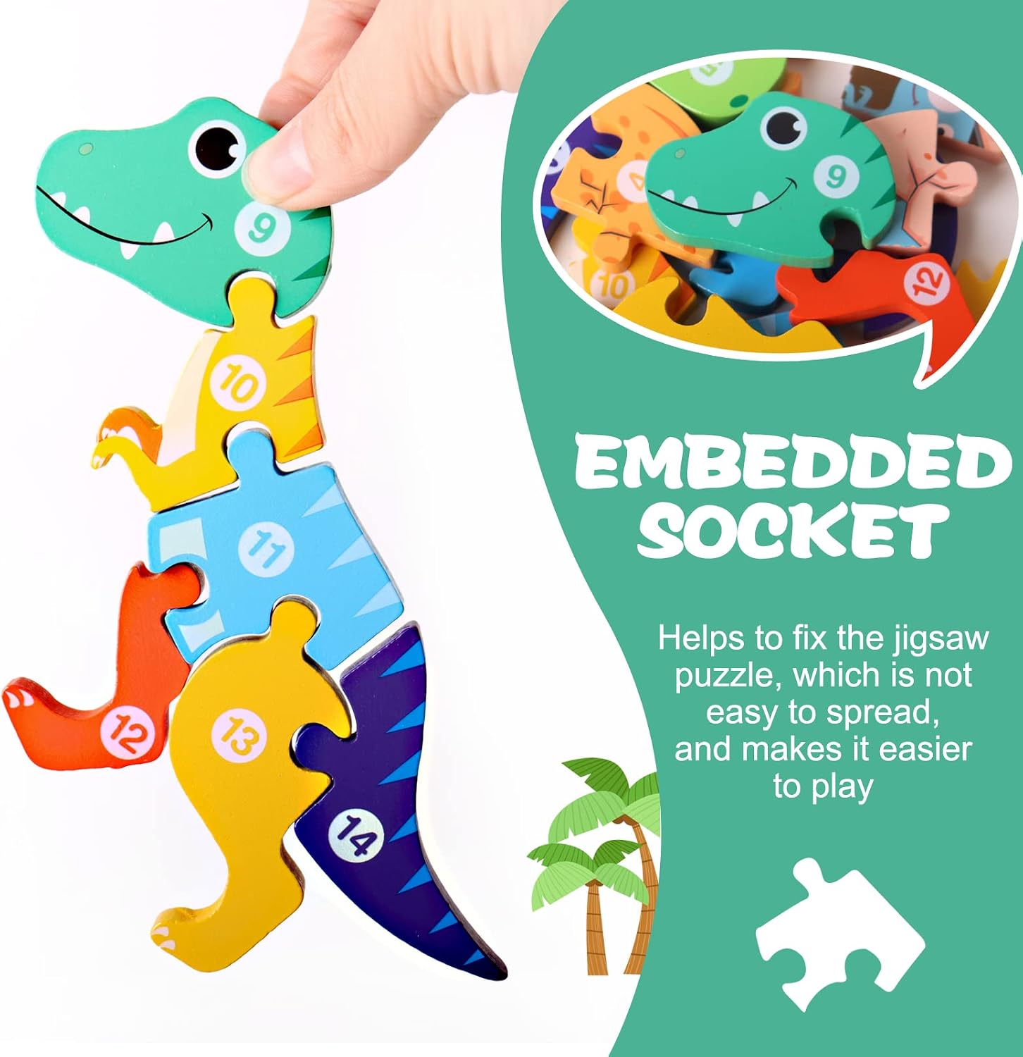 Fidtoy 3D Cognitive Puzzle of Animal Growth - Random Animals, Wooden Animal Growth Puzzle with Numbered Pieces, Montessori Nature Learning Toy for Kids