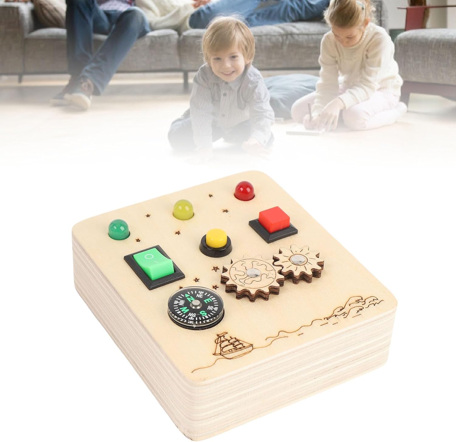 Ahşap Duyusal Tahta Anahtarı Oyuncak Kırmızı Yeşil Işık Anahtarı Oyunu Oyun Etkinliği Kurulu Eğitim Oyuncakları Seyahat Oyuncakları Çocuklar İçin LED Işık Anahtar Tahta Oyunu