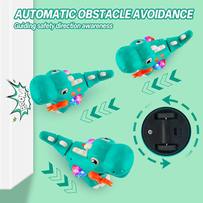 Fidtoy Interactive Crawling Dinosaur Toy for Babies – Musical Light-Up Toddler Crawling Toy with Obstacle Avoidance