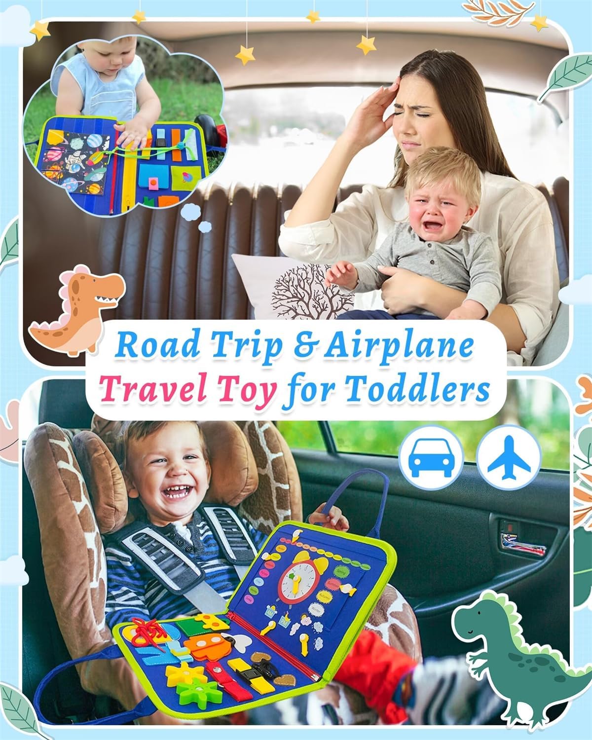 Tableau d'activités 8-en-1 Fidtoy – Jouet d'apprentissage en forme de sac à main pour les tout-petits de 2 ans et plus