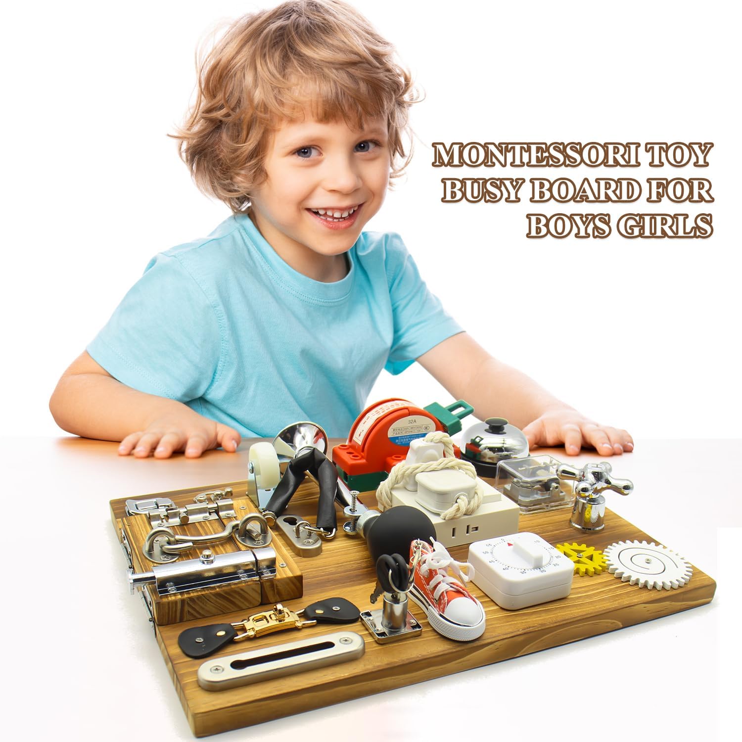 Fidtoy Tablero Sensorial Carbonizado 20 en 1 para Niños Pequeños