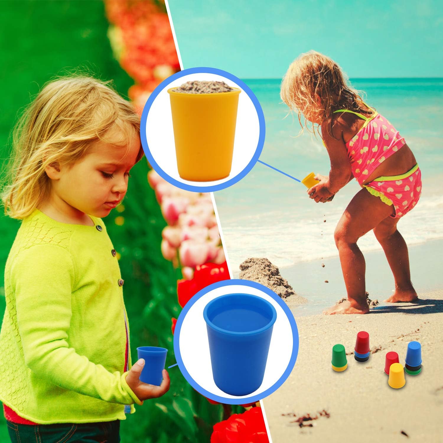 Fidtoy Speed Cups Challenge Family Fun Stacking Cup Game for Kids Ages 4+, 30 Color Cups with 24 Picture Cards and Bell for Reflex, Color Matching and Family Party Play