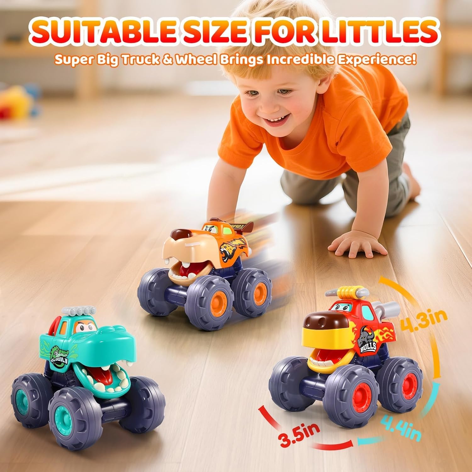 Fidtoy Animal Monster Truck Toy Set for Toddlers