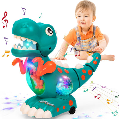 Fidtoy Interactive Crawling Dinosaur Toy for Babies – Musical Light-Up Toddler Crawling Toy with Obstacle Avoidance