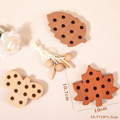 3 Pieces Wooden Lacing Threading Toys Montessori for Birthday Gift Style B