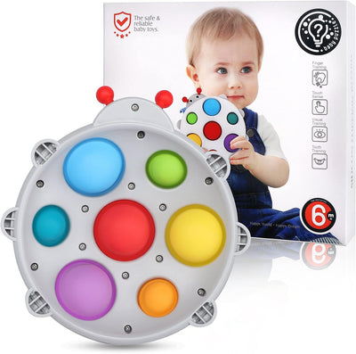 Fidtoy Baby Sensory Pop Toy Silicone Dimple Fidget Toy for Toddlers 6 Months+ Tactile Bubble Board Calm Travel Bath Toy Fine Motor Skills Toy