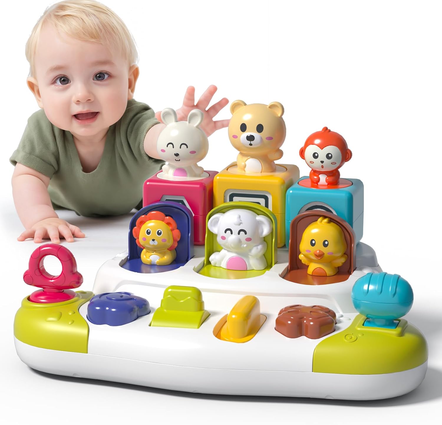 Fidtoy Wooden Rainbow Stacking Ring Tower for Toddlers Montessori Learning Toy for Quiet Time Home Play Color Sorting Fine Motor Skill Development