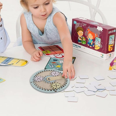 Juguete de Engranaje de Madera Suave de Tablero Ocupado para niños para niños 2-3 Juguete de Engranajes con manivela de Manual