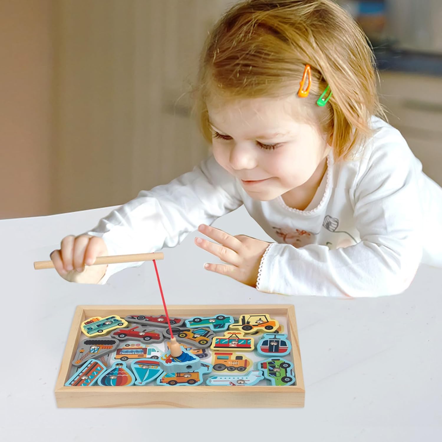 Juego De Pesca Magnético, Juego De Pesca 2 En 1 para Niños De Madera, Juegos De Pesca De Madera Seguros con Peces Vivos, Juego De Pesca Educativo para Niños En Casa, Regalo Interior Al Aire Libre