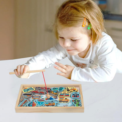 Juego De Pesca Magnético, Juego De Pesca 2 En 1 para Niños De Madera, Juegos De Pesca De Madera Seguros con Peces Vivos, Juego De Pesca Educativo para Niños En Casa, Regalo Interior Al Aire Libre