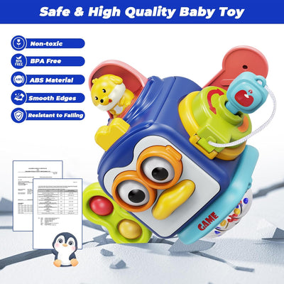 Fidtoy Montessori Busy Activity Cube for Babies – Sensory Travel Toy for Fine Motor Learning and Toddler Development