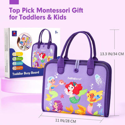 Fidtoy Montessori Busy Board for Toddlers – 8-in-1 Preschool Activity Board, Travel Learning Toy, Fine Motor Skills Busy Book