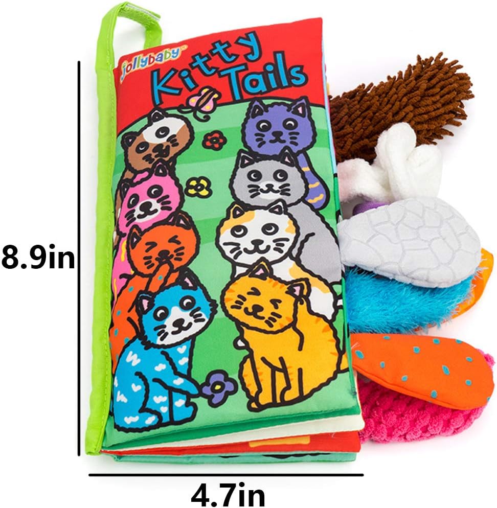 Baby Soft Animal Tails Activity Cloth Book with Crinkle Fabric, Kitty Tails