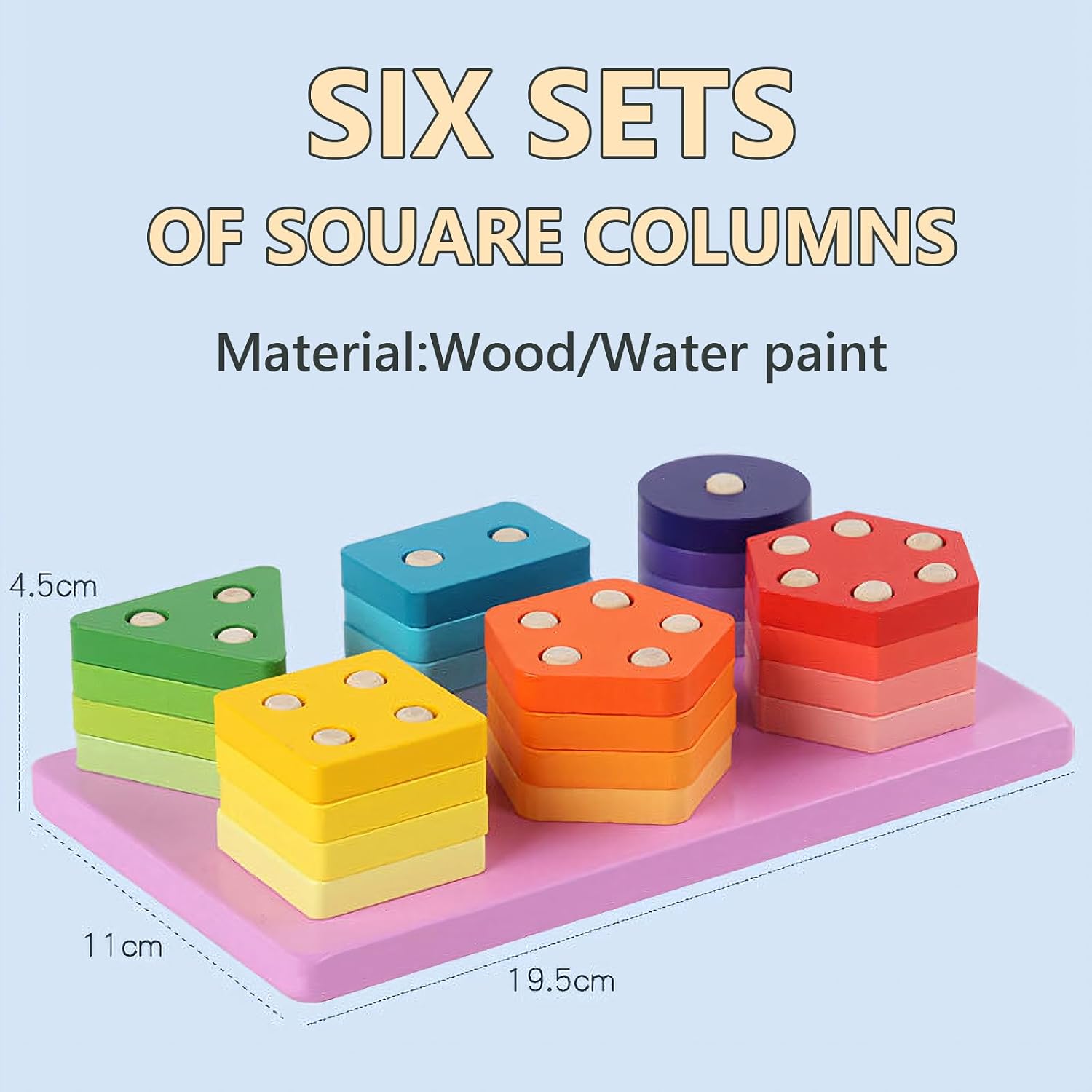 Bloques de construcción de madera y seis juegos de columnas - 60A