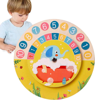 Fidtoy Wooden Montessori Double Sided Time Learning Math Clock for Kids Ages 3+