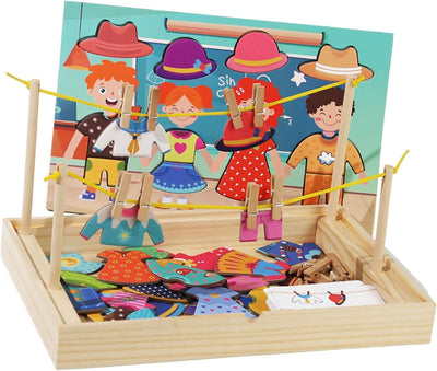 Fidtoy Children’s Dress-Up Puzzle Creative Drying Clothes Set – Educational Role-Play Toy Ages 3-7