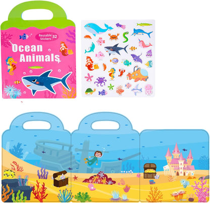 Toseky Reusable Sticker Book, Stickers Activity Books, Magnetic Stickers, Reusable Travel Early Educational Learning/Girls Age 4-6