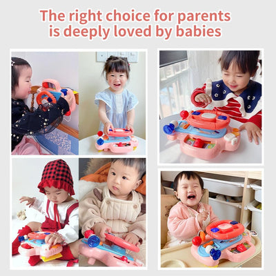 Fidtoy Interactive Steering Wheel Navigation Bridge Play Set for Babies Car Ride Pretend Driving Toy